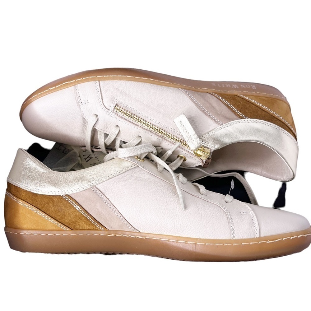 RON WHITE NEW in BOX Opal Sneaker in Calf and Cashmere Suede Cognac Size US 11 - Picture 7 of 15